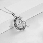 YFN Sterling Silver Wolf Necklace Jewellery for Women Celtic Knot Wolf Moon Pendant Necklace Gifts for Men Girls