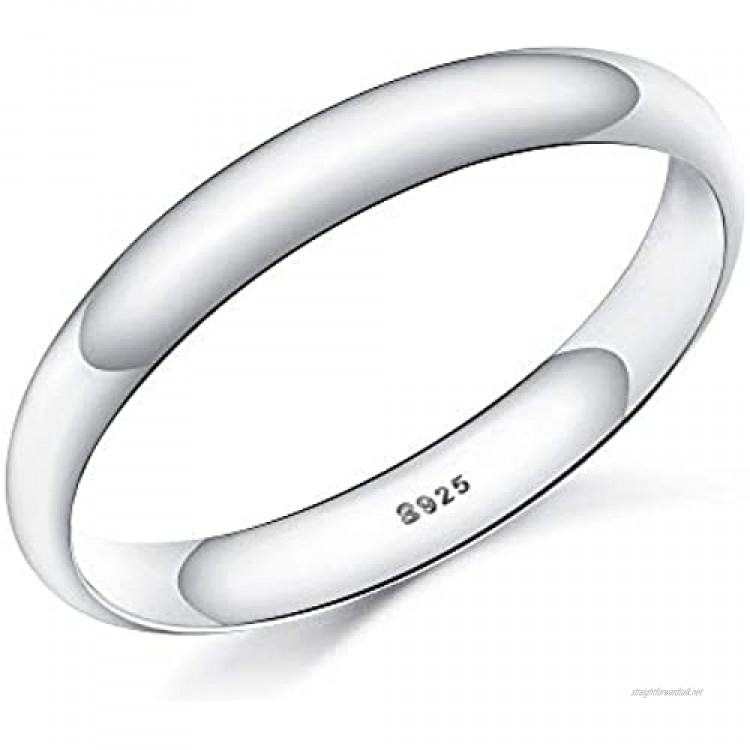3mm D-Shape Heavy Silver Wedding Band Ring In Sizes Complete With Gift Ring Box