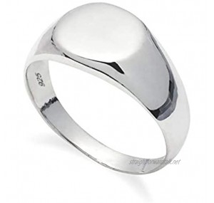 925 Solid Sterling Silver Round Signet Ring in Sizes G-Z