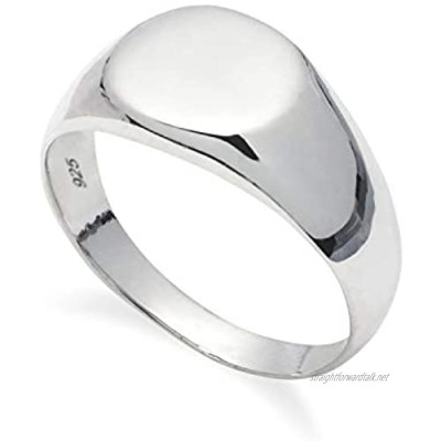 925 Solid Sterling Silver Round Signet Ring in Sizes G-Z