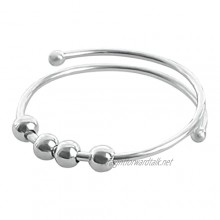 9999 Anxiety Ring with Beads for Women Stackable Sterling Silver Fidget Spinner Ring for Anxiety Teen Girls Adjustable Stacking Spinning Bead Rings Cute Statement Knuckle Band Rings for Men Women