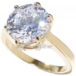 Ah! Jewellery 6.4ct Gold Filled Solitaire Setting Lab Created Diamond Ring. 10mm Centre Stone. 4.4gr Total Weight. 4mm Total Width. Excellent Quality.