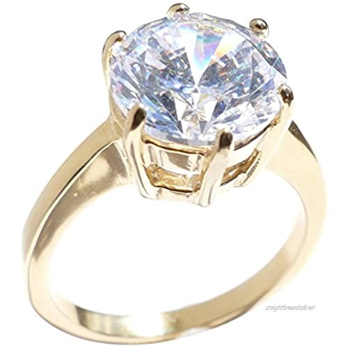 Ah! Jewellery 6.4ct Gold Filled Solitaire Setting Lab Created Diamond Ring. 10mm Centre Stone. 4.4gr Total Weight. 4mm Total Width. Excellent Quality.
