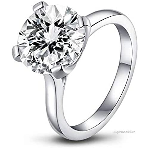 AINUOSHI 925 Sterling Silver 3.5-6 CT 10MM CZ Simulated Diamond Solitaire Engagement Halo Ring for Women