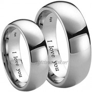 BestToHave His and Hers 7mm Engraved I Love You Classic Unisex Wedding Engagement Comfort Fit Jewellery Band Ring Set (Available Sizes L - Z+4) EMAIL Your Ring Sizes Via 