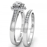 BestToHave Ladies 925 Sterling Silver Heart-Shaped Cubic Zirconia Wedding Engagement Bridal Set