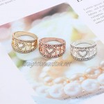 Bofum MOM Heart Ring Love Mum Diamond Ring Jewelry Best Gift for Mother's Day.