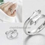 BSTTAI Hugging Hands Sterling Silver Adjustable Ring Hugging Hands That Mix Hearts ， Create the ultimate romantic love