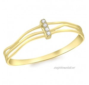 Carissima Gold 9 ct Yellow Gold with Diamond Triple Wave Ring