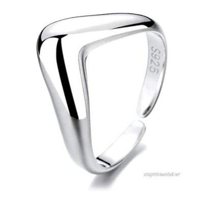 Chevron Ring S925 Sterling Silver V-Shaped Open Ring