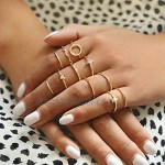 Chmier 11 Pcs Women Rings Set Knuckle Rings Bohemian Rings for Girls Vintage Gem Crystal Rings Joint Knot Ring Sets for Teens Party Daily Fesvital Jewelry Gift