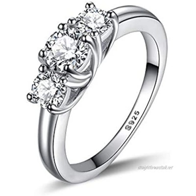 Classic Trilogy Solitaire Sterling Silver Round 2Ct AAAAA Cubic Zirconia Womens Engagement Ring Gift Present - Size H-S