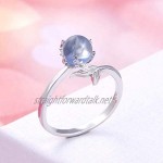 CNNIK 925 Sterling Silver Mermaid Tail Ring with Blue Synthetic Crystal Adjustable Opening for Women Ladies Girls  Fashion Trend Silver Ornaments with Gift Box