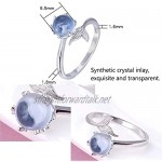CNNIK 925 Sterling Silver Mermaid Tail Ring with Blue Synthetic Crystal Adjustable Opening for Women Ladies Girls  Fashion Trend Silver Ornaments with Gift Box