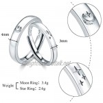 CUOKA MIRACLE Moon and Star Couple Ring for Lovers 925 Moon Ring for Men Star Ring for Women Eternity Rings Promise Rings for Couple Adjustable Open Ring Set of 2 Valentine's Day Gifts