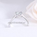 DOVEGGS 1ct 6.5mm Round Cut 2.6mm Band Width Lab Grown Moissanite Engagement Ring Platinum Plated Sterling Silver