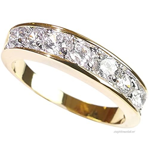 Free Engraving! Ah! Jewellery® 0.34CT Women’s Channel Set Half Eternity Ring Band Crystals From Swarovski. Gold Filled Stamped GL