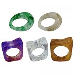 FURANDER 5Pcs Resin Ring Acrylic Rings Irregular Geometric Band Ring Colorful Transparent Finger Ring Vintage Retro Unique Jewelry Gift for Women Girls Ladies