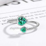 Girls Ring 925 Sterling Silver Birthstone Rings for Women Adjustable Open Heart Stones Constellation Month Ring Birthday and Valentine Gift Jewelry for Woman