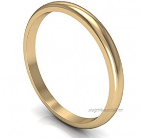 GOLDLINKS Unisex Gents Ladies 2mm D Shape Wedding Ring Band | Made in the UK | Solid Gold Ring | Unbeatable quality | High Polished Mirror Shine | Engraving Available