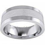 Heavy Solid Sterling Silver 8mm Flat Court Shape Brushed Center Polished Sides Mens Ring Wedding Band