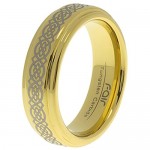 His Hers Highly Gold Polished Modern Celtic Design Tungsten Carbide Wedding Engagement Couple Ring Band [One Ring]