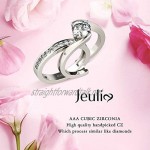 Jeulia Bypass Round Cut Sterling Silver Ring Sets Women Diamond Wedding Rings Solitaire Engagement Statement Ring Band Anniversary Promise Ring for Her with Gift Box
