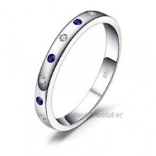 JewelryPalace Classical 0.23ct Created Sapphire Engagement Band Ring 925 Sterling Silver