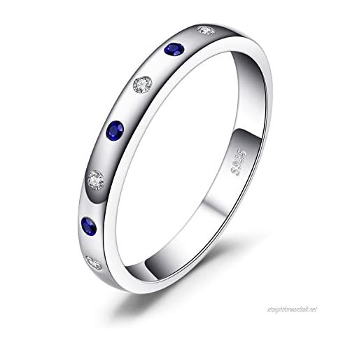 JewelryPalace Classical 0.23ct Created Sapphire Engagement Band Ring 925 Sterling Silver