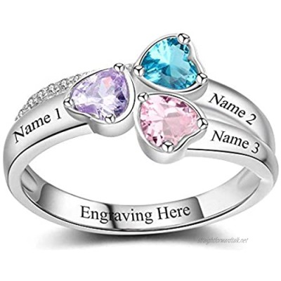 Lam Hub Fong Personalized Mothers Rings with 3 Simulated Birthstones for Grandmother Mother Anniversary Rings