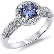 Little Treasures Sterling Silver CZ Tanzanite Engagement Ring