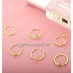 LIUL 6 Pcs Arrow Knot Wave Rings For Women Adjustable Stackable Thumb Open Rings Set Summer Vacation Silver Plated