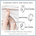 LOLIAS 12 Pcs Adjustable Open Toe Rings Set for Women Girls Knuckle Ring Stackable Rings Boho Vintage Finger Ring Wave Flower Celtic Knot Arrow Tail Band Fashion Ring Gifts Beach Sandals Foot Jewelry