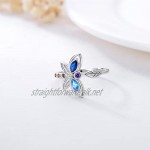 MISTBEE Dragonfly Rings 925 Sterling Silver 7 Stone Crystal Chakra Ring Yoga Healing Dragonfly Jewelry for Women