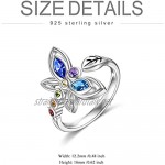 MISTBEE Dragonfly Rings 925 Sterling Silver 7 Stone Crystal Chakra Ring Yoga Healing Dragonfly Jewelry for Women