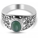 ROYAL BALI COLLECTION Chrysoprase Floral Ring for Women in 925 Sterling Silver Jewellery for Nature Lover