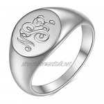 SHAREMORE Customized Signet Ring Personalized Monogram Jewelry Engravable Sterling Silver Rings for Girls Men Women Customize Initial Letter Custom 3 Letters