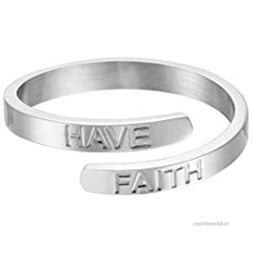 Soul Analyse Ring HAVE FAITH Mantra Affirmation Stainless Steel Silver Ring