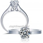 Sterling Silver Brilliant Solitaire Promise Eternity Engagement Rings for women
