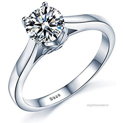 Sterling Silver Brilliant Solitaire Promise Eternity Engagement Rings for women