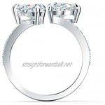 Swarovski Attract Soul Heart Ring Women's Ring with Two Large White Swarovski Crystals in a Rhodium Plated Setting