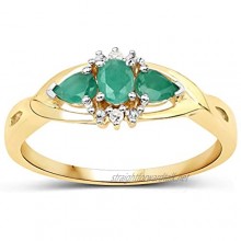 The Emerald Ring Collection: 9ct Gold Emerald & Diamond Engagement Ring Ring Size H I J K L M N O P Q R S T U V