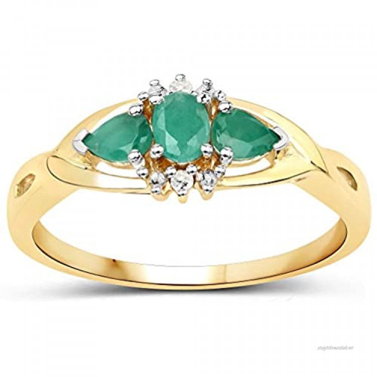 The Emerald Ring Collection: 9ct Gold Emerald & Diamond Engagement Ring Ring Size H I J K L M N O P Q R S T U V