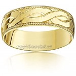Theia Unisex Heavy Weight D Shape Celtic Design 6 mm 9 ct Yellow Gold Wedding Ring