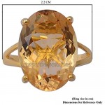 TJC Citrine Solitaire Ring for Women in Yellow Gold Plated 925 Sterling Silver Engagement Gemstone Jewellery