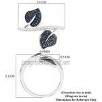 TJC Natural Blue Diamond Leaf Bypass Ring for Women Jewellery for Nature Lover in Platinum Plated 925 Sterling Silver April Birthstone