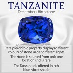 TJC Tanzanite Halo Ring for Women in 925 Sterling Silver Anniversary/Wedding/Proposal Gemstone Jewellery with White Zircon Blue Coloured December Birthstone
