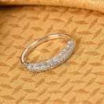 TJC White Diamond Half Eternity Band Ring for Women Forever Love and Care Anniversary Gift Jewellery in Platinum Plated 925 Sterling Silver April Birthstone