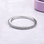 WOSTU 1.5MM Thin Band Eternity Rings 925 Sterling Silver Cubic Zirconia Engagement Wedding Rings Round Stackable Rings Love Xmas Gifts for Women