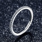 WOSTU 1.5MM Thin Band Eternity Rings 925 Sterling Silver Cubic Zirconia Engagement Wedding Rings Round Stackable Rings Love Xmas Gifts for Women